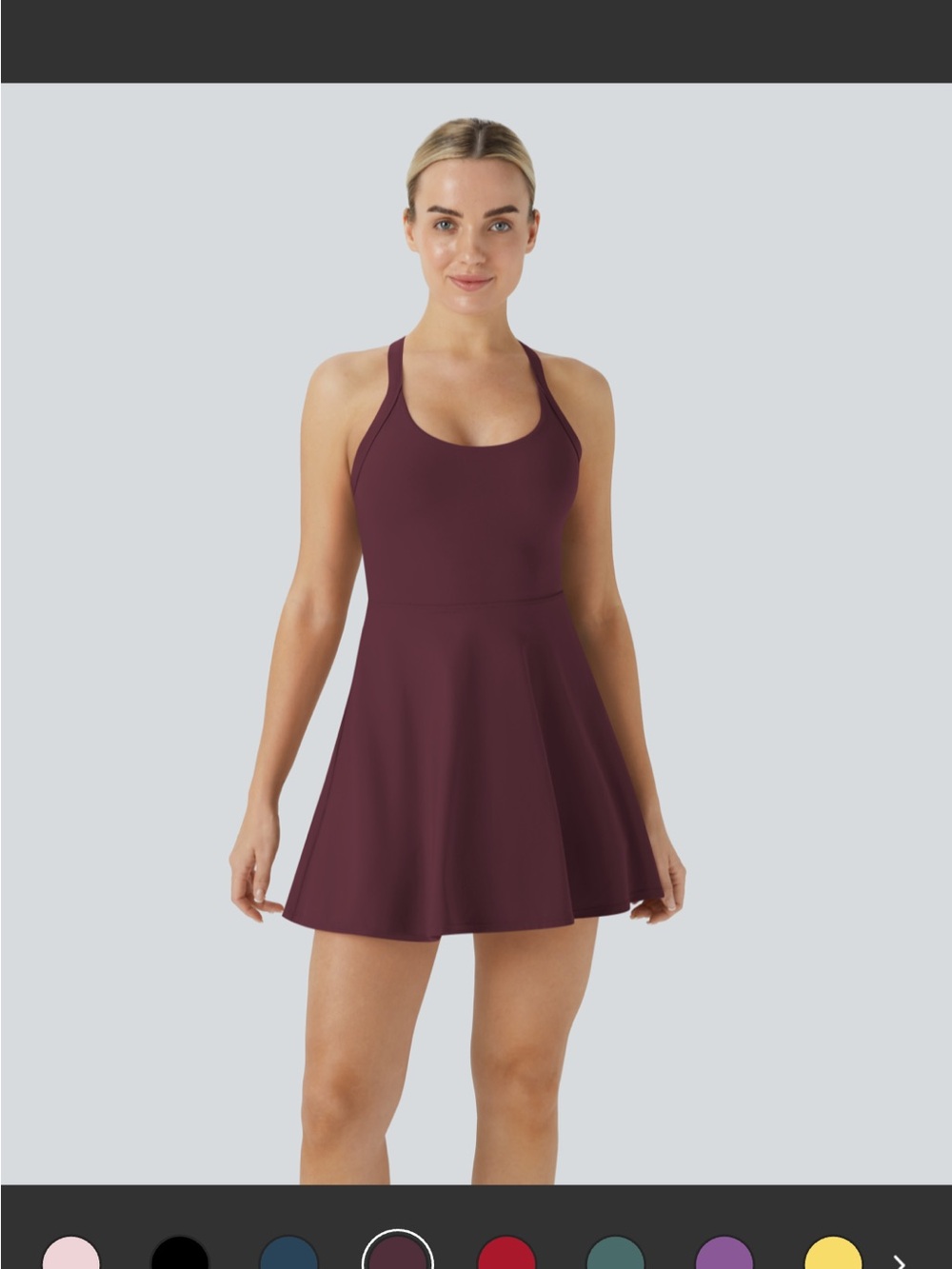 HALARA Burgundy Scoop-Neck Mini Dress